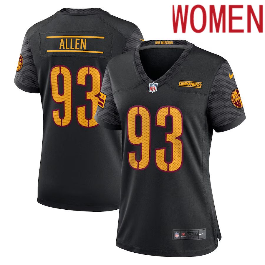 Women Washington Commanders 93 Allen Nike Black Alternate Game Player NFL Jersey